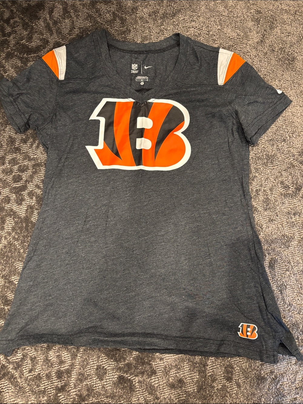 Nike Gray and Orange Bengals Logo Tee
